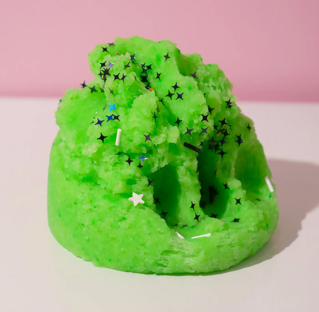 Mindcraft slime with bright green color, icee texture and confetti mix ins. (Not food)