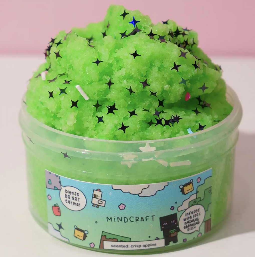 Mindcraft green slime with iridescent blue starbursts and white and red sprinkles to mix in. (Not food)