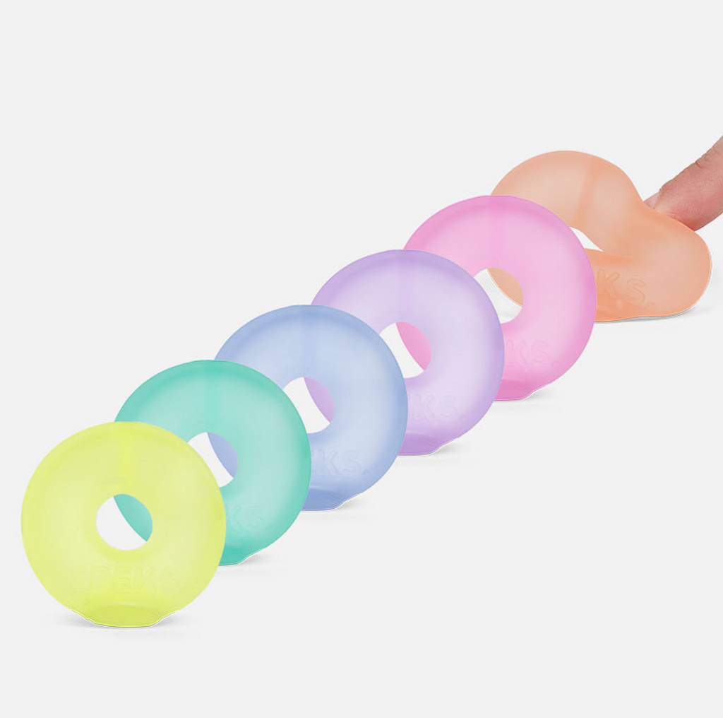 Set of six pastel colored gel filled ring shaped loops. 