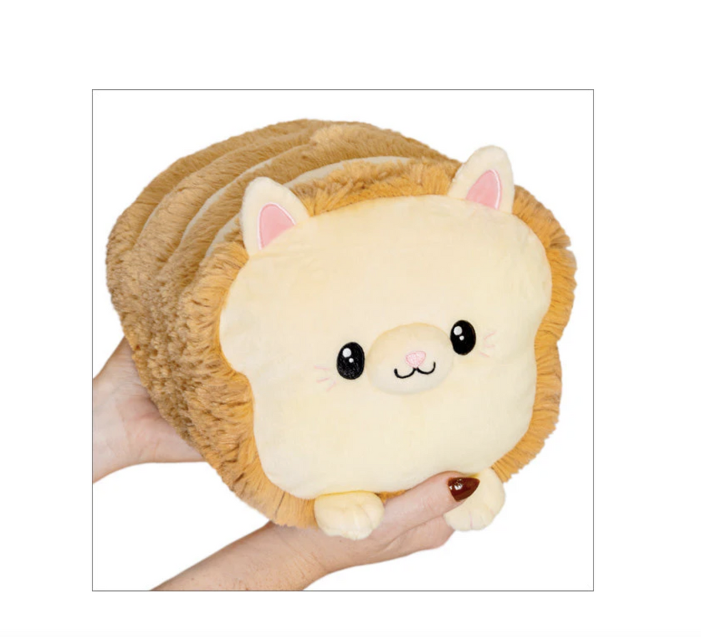 Mini Squishable Cat Loaf is a plush bread loaf shaped cat.