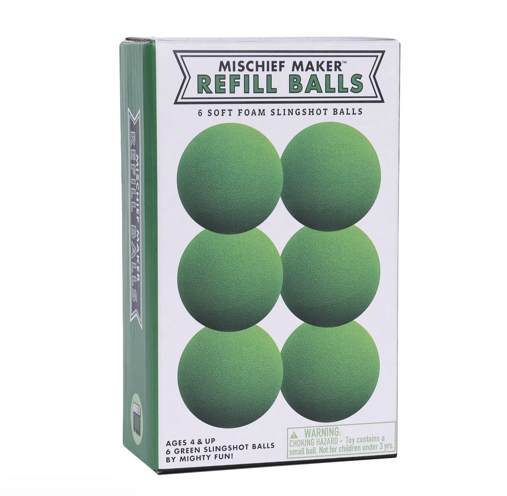 Six green foam slingshot balls refill pack. 