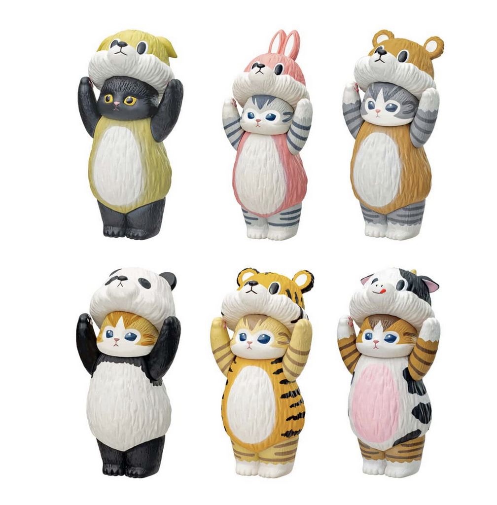 Six styles of the Mofusand Animal Costume collectible vinyl figure blind boxes.