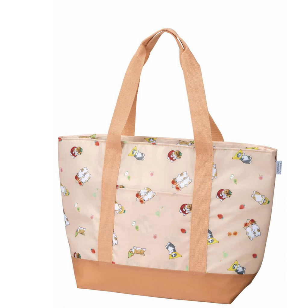 Mofusand Fruit Cat tan insulated lunch bag.