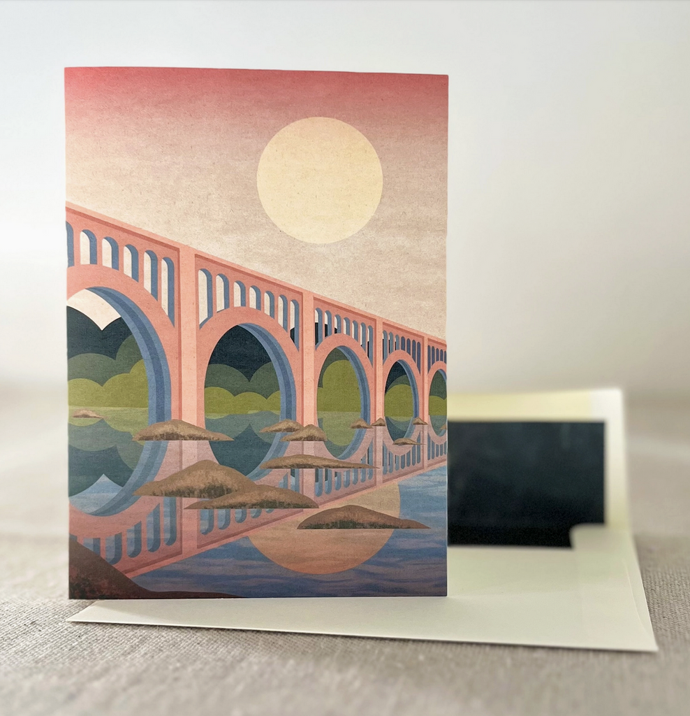 Greeting card featuring a digital painting of the famous A-Line Bridge in Richmond, VA. 