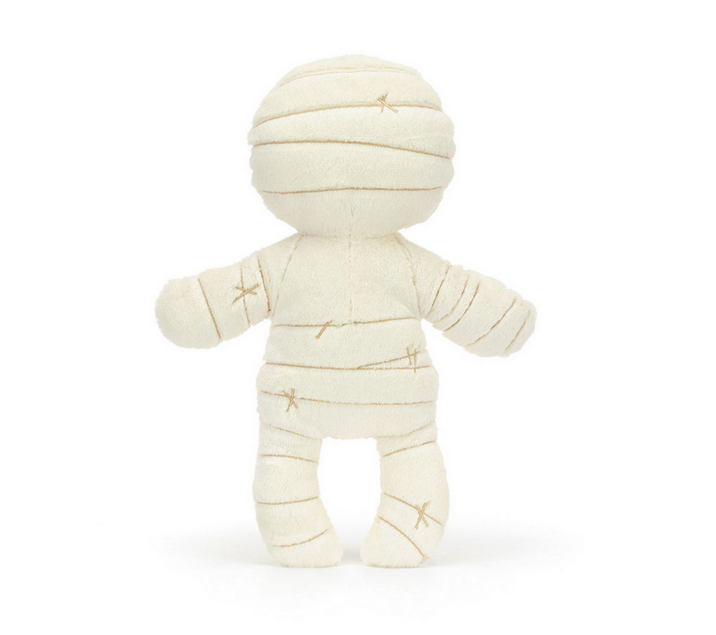 Back view of Mummy Bob stuffed toy. 