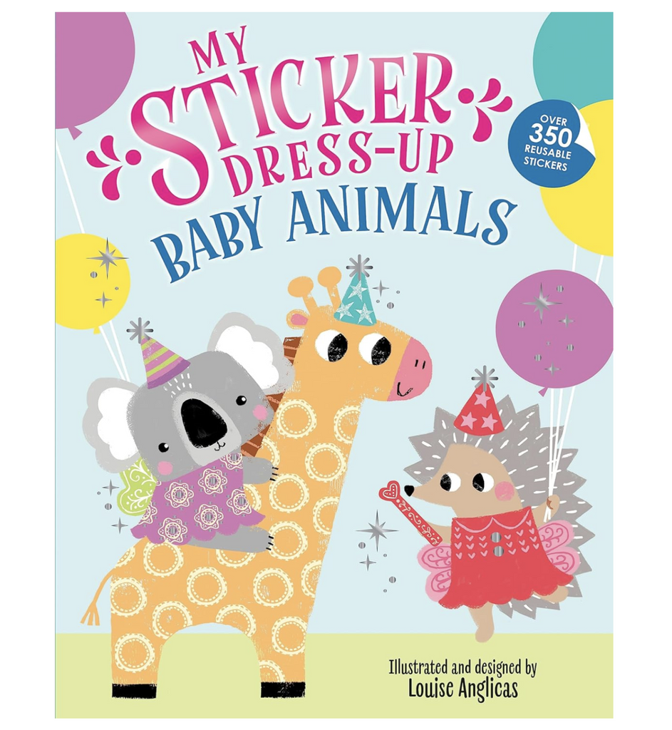 Illustrated cover of My Sticker Dress Up Baby Animals with a giraffe, koala, and hedgehog. 