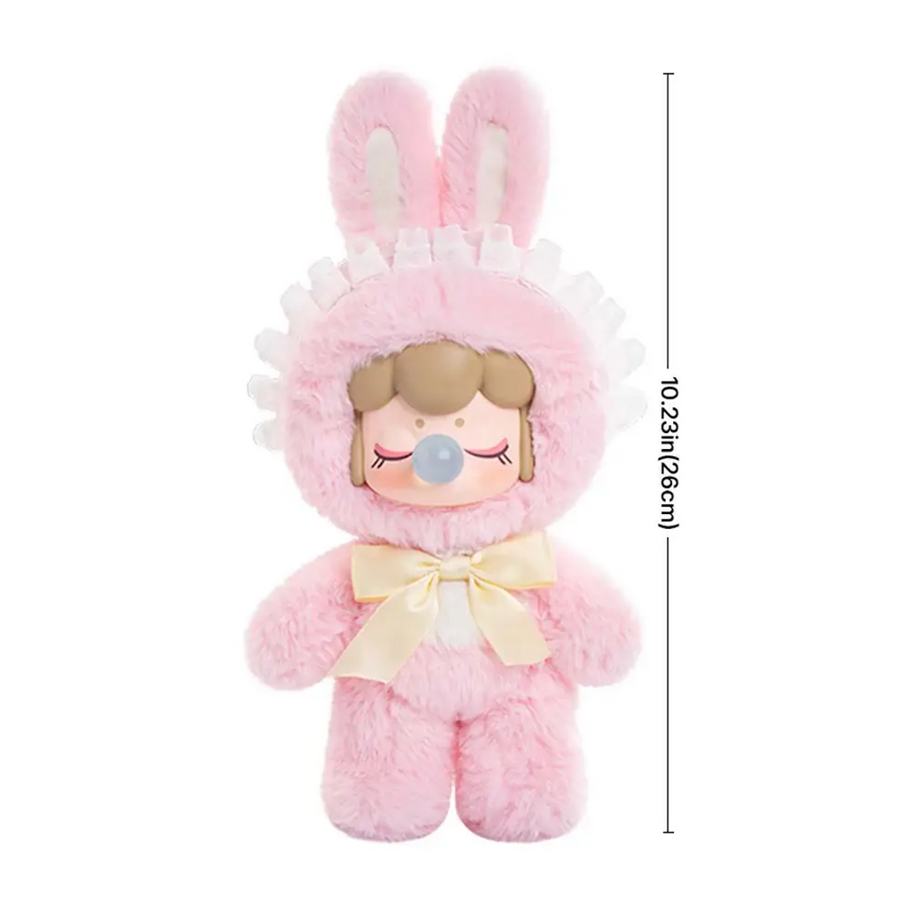 Pink plush NAnci Shining Bunny figure, with dimensions indicated on the right.