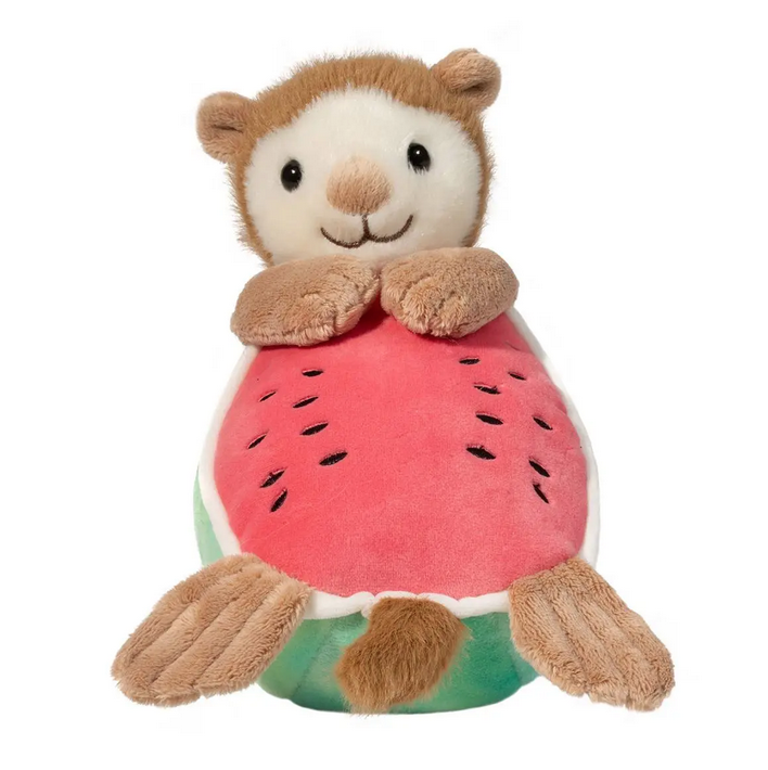 Plush Otter with a big wedge of watermelon for a body. 