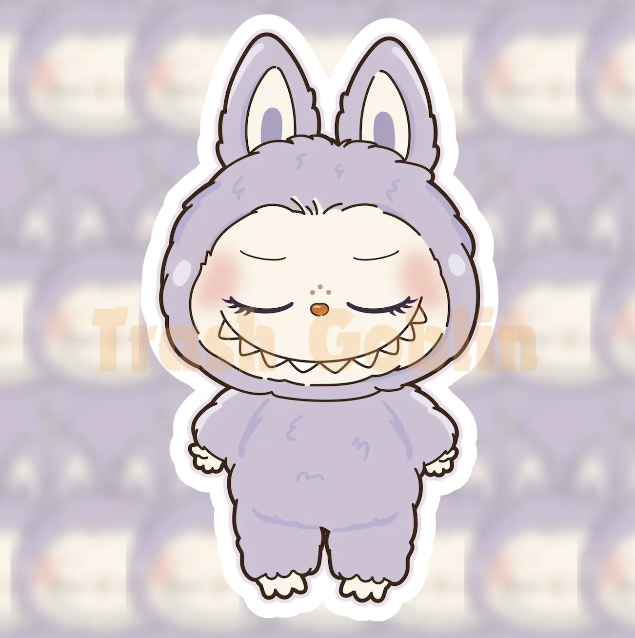 Labubu Eye Sticker Pastel Purple Closed Eyes Labubu Sticker – World of Mirth