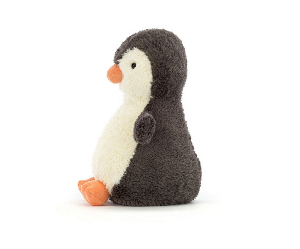 Side view of medium peanut penguin plush.