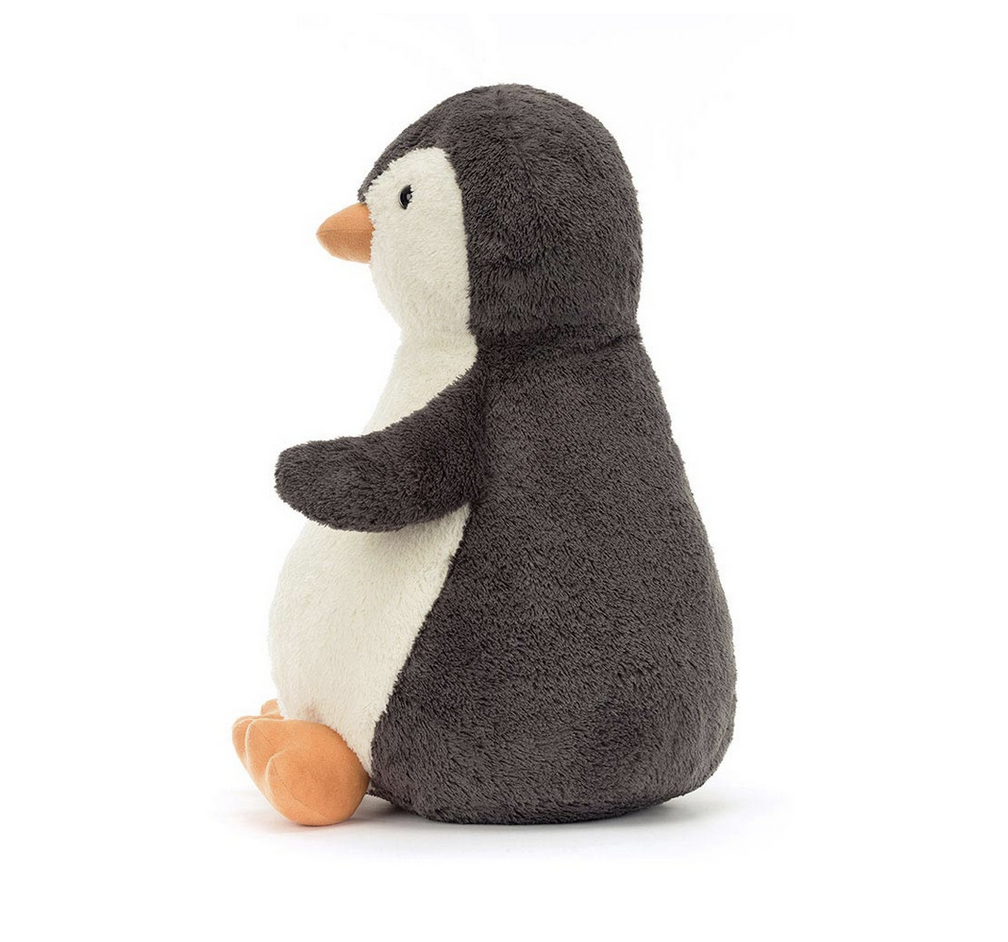 Side view of Peanut Penguin Really Big plush.