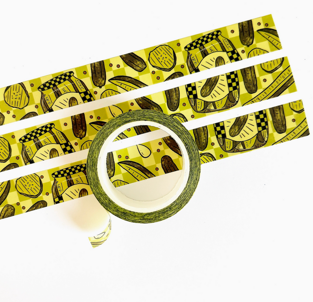 Pickle Pattern Washi Tape laid out in strips showing the design. 