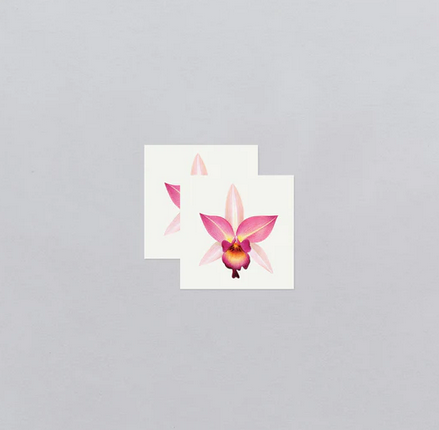 Pink orchid temporary tattoo sheets. 