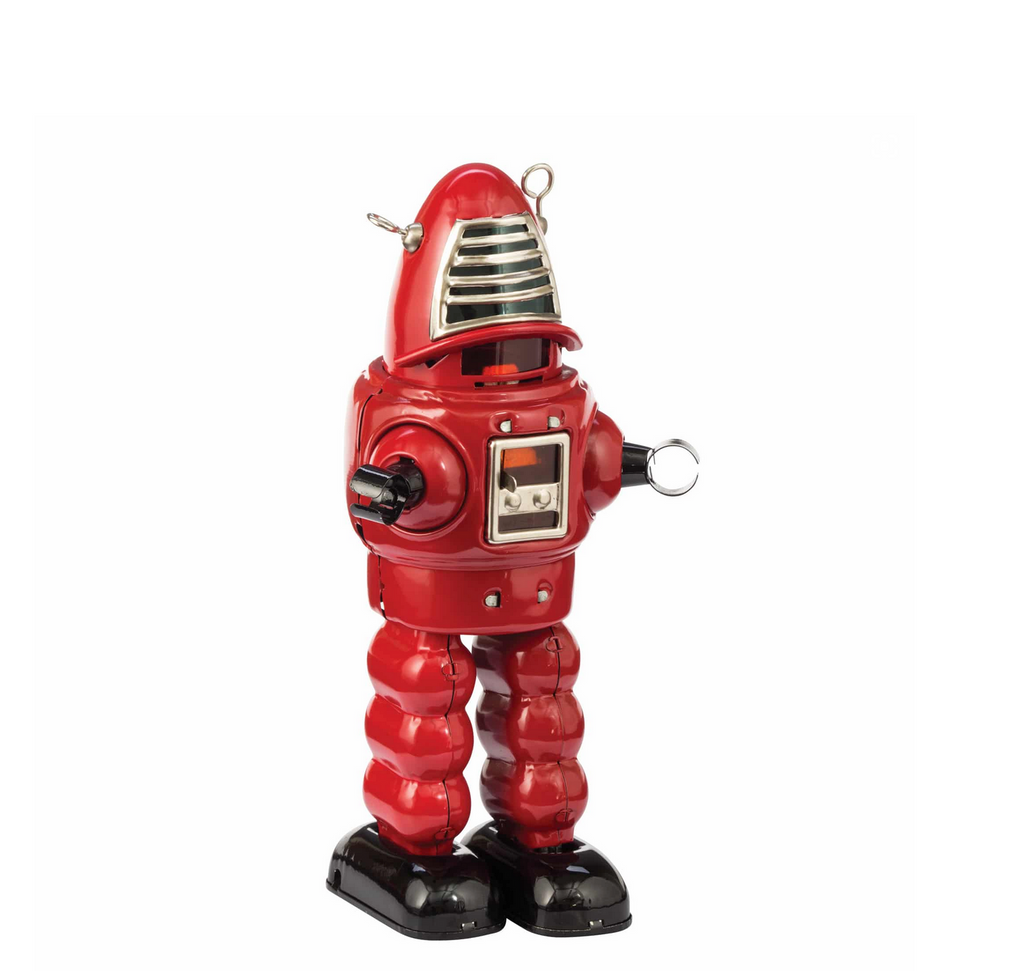 Red Planet Robot tin robot on a white background.