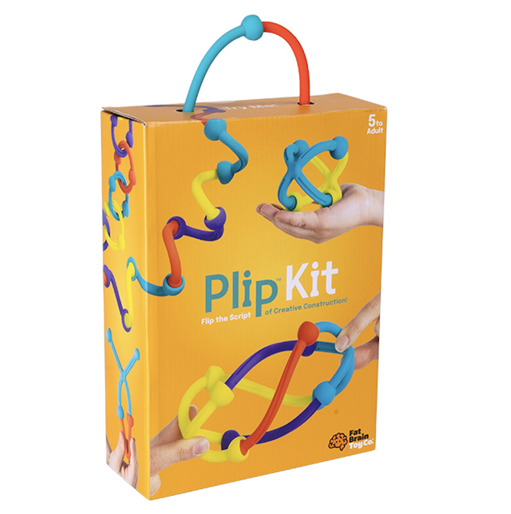 Plip Kit box with pictures of the plip pieces many different configurations. 