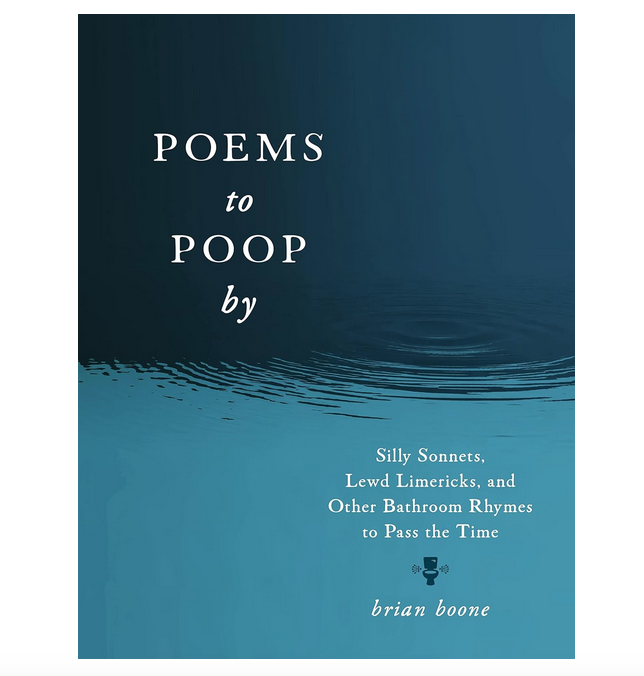 Cover of Poems to Poop by with light and dark blue rippled water effect.