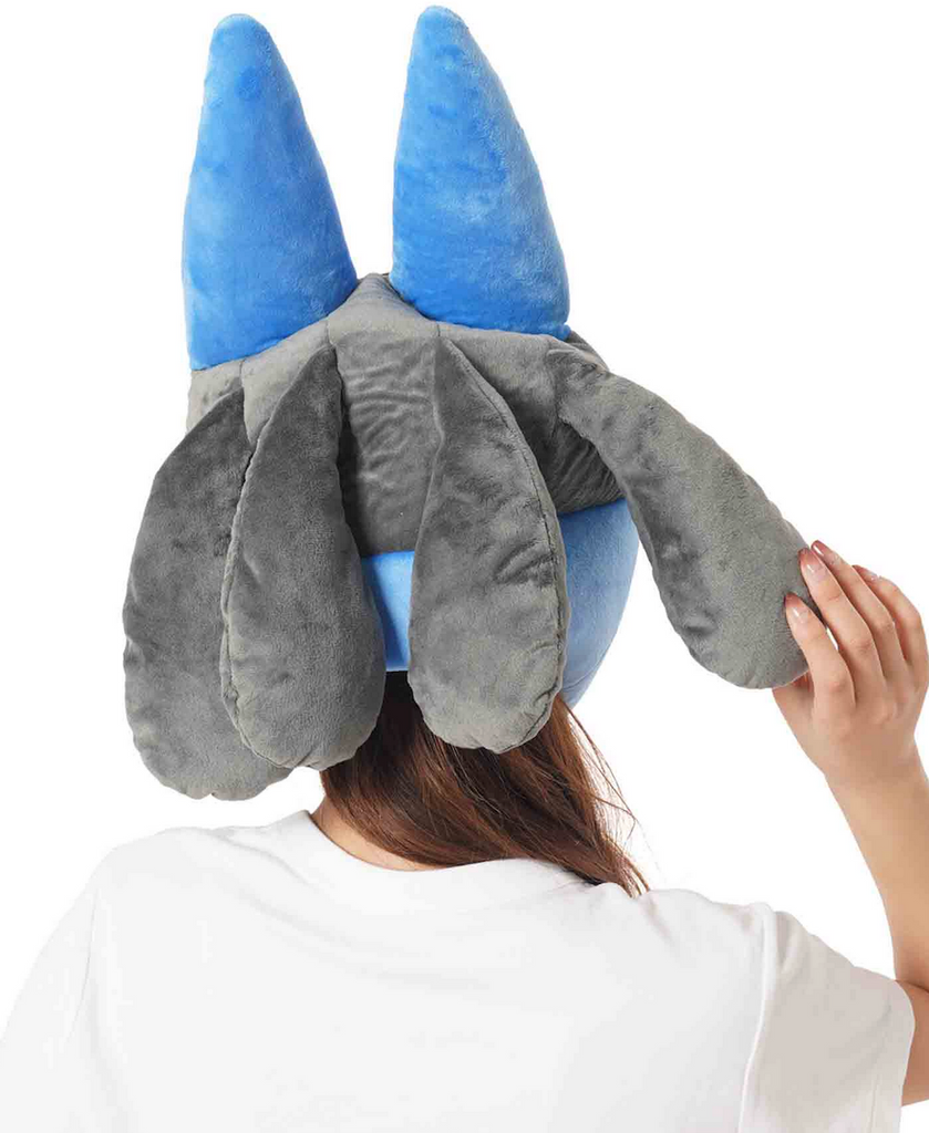 Back view of the Pokemon Lucario Kigurumi plush hat. 