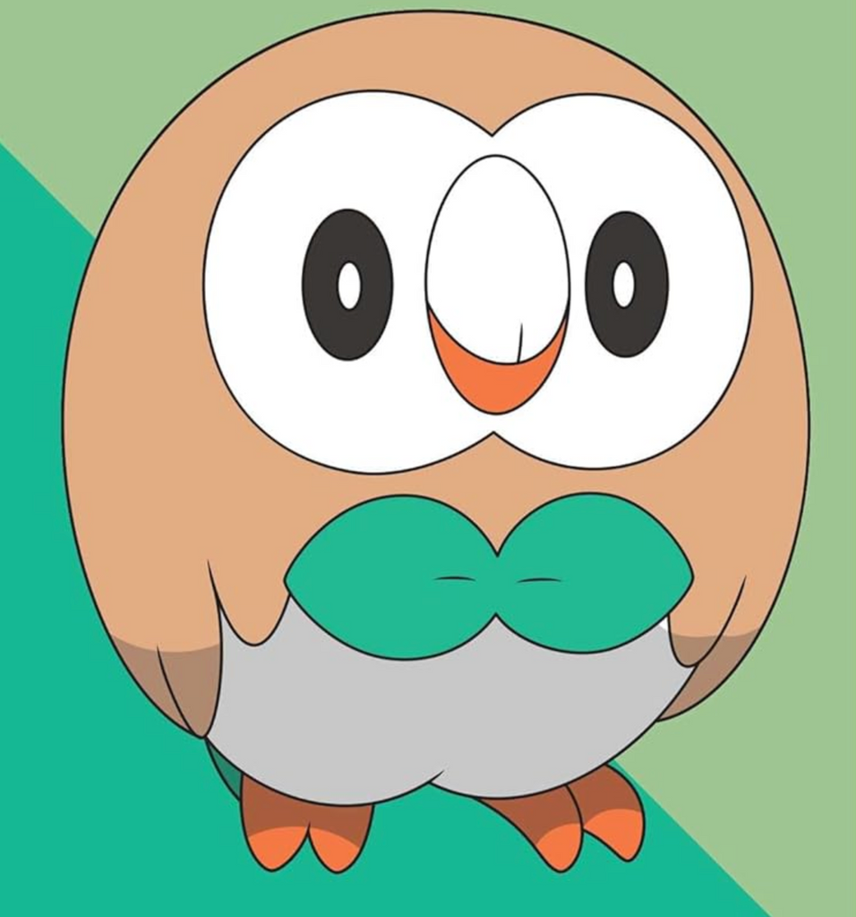 Illustration of Rowlet a pokemon in the mini exploration guide to Alola