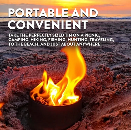 City Bonfires is a portable fire pit. Shown in use on a beach.