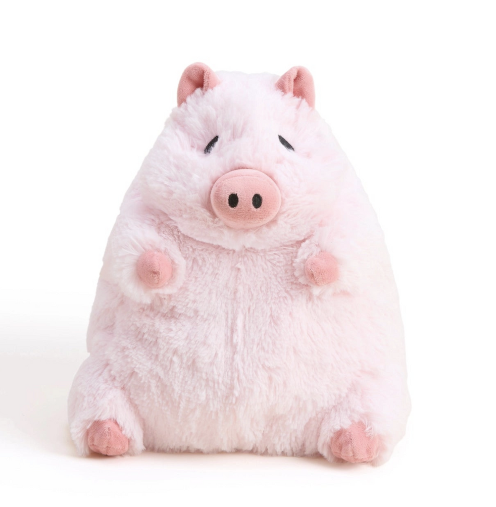Prosperity Pig Stuffed Animal from Warmies. With chubby cheeks, adorable snout, and irresistibly soft pink plush fabric.