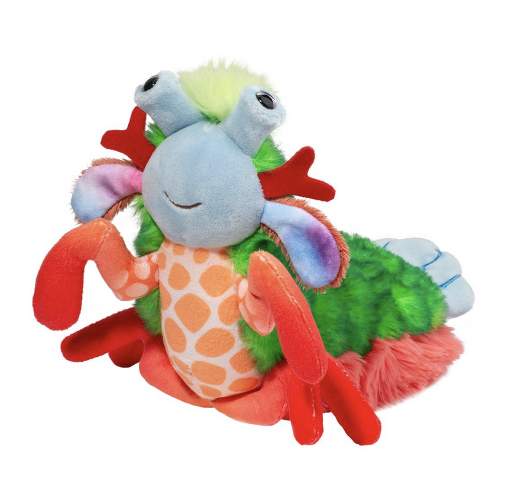 Plush Punchie Peacock Mantis Shrimp with bright colors. 