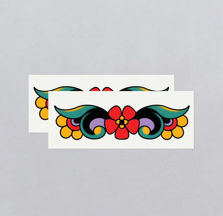 Red flower cuff temporary tattoo sheets. 