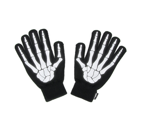 Top of Reflective Skeleton Gloves side by side with fingers outstretched. 