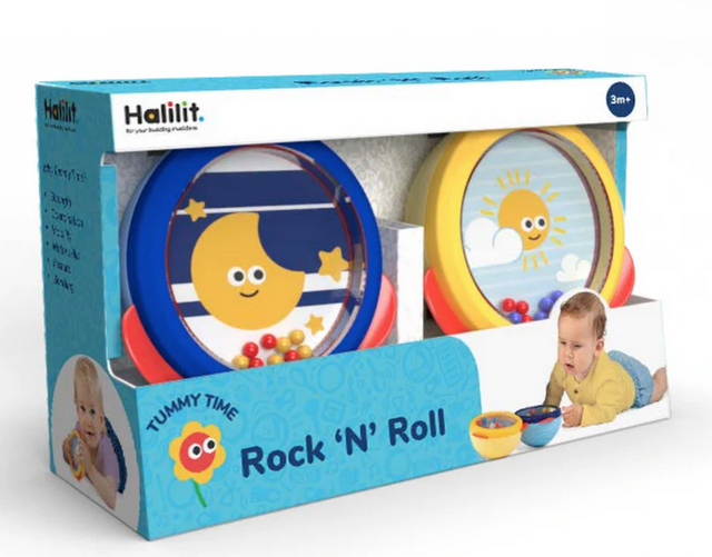 The Rock N' Roll toys packaged in an open box. 