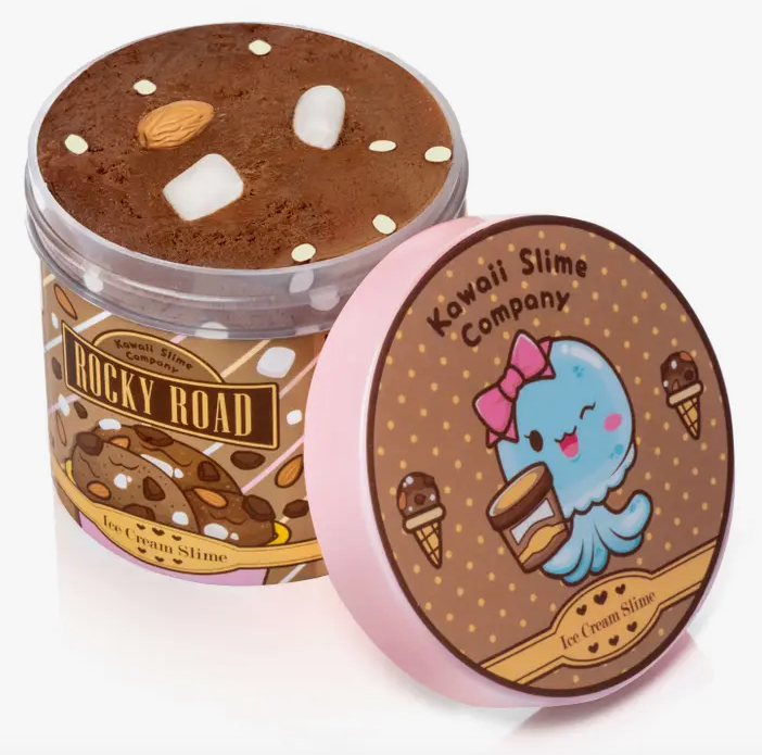 Rocky Road scented ice cream slime.  They look as accurate to real ice cream you won't believe your eyes... Or your nose! 