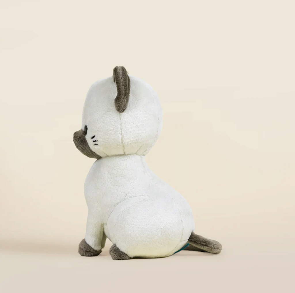 Side view of Sami the Siamese Cat mini plush toy from Bellzi. 