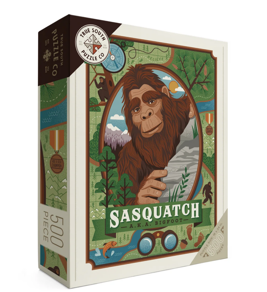 Sasquatch aka Bigfoot 500 piece jigsaw puzzle on a white background