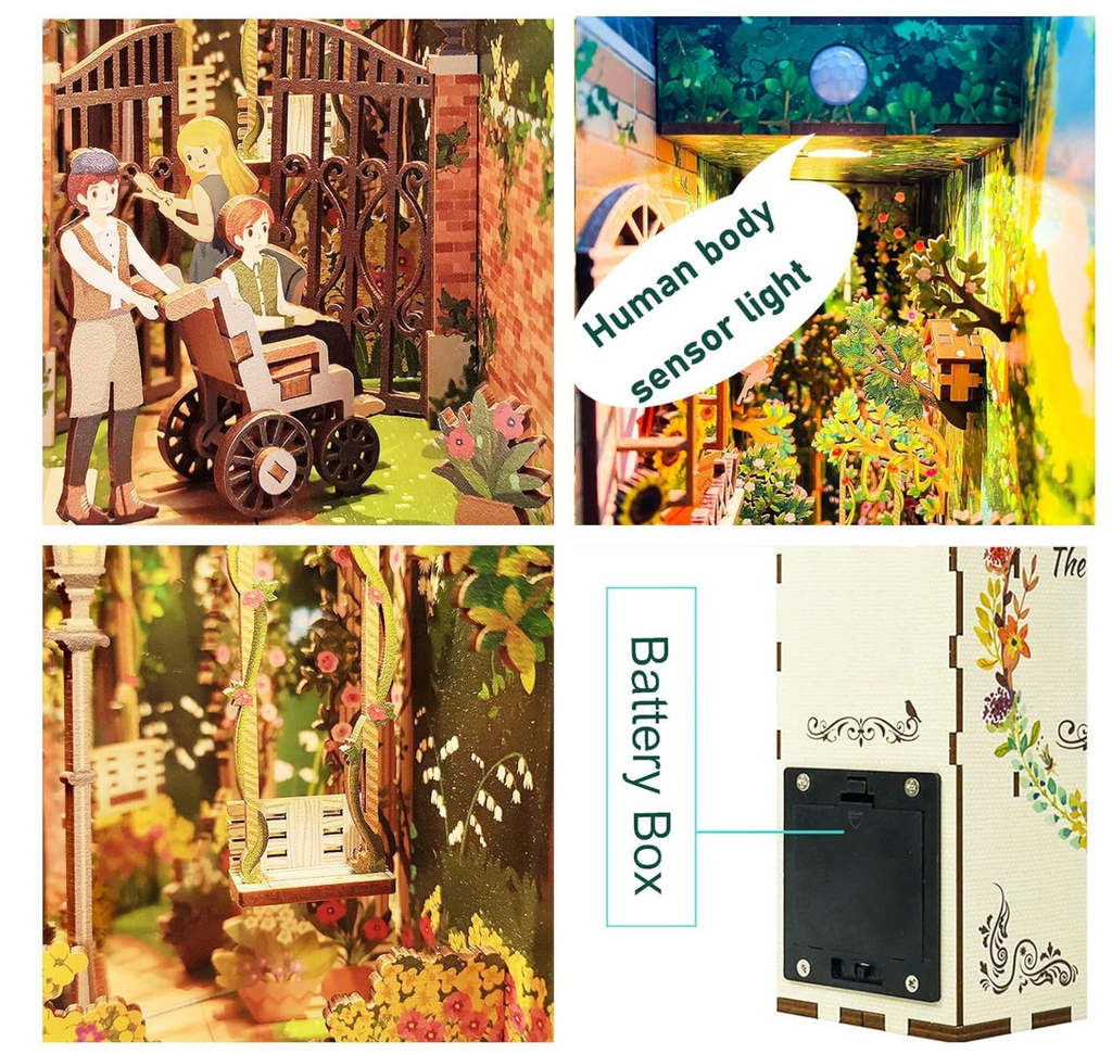 Close ups of various interior sections of the Secret Garden Book Nook.