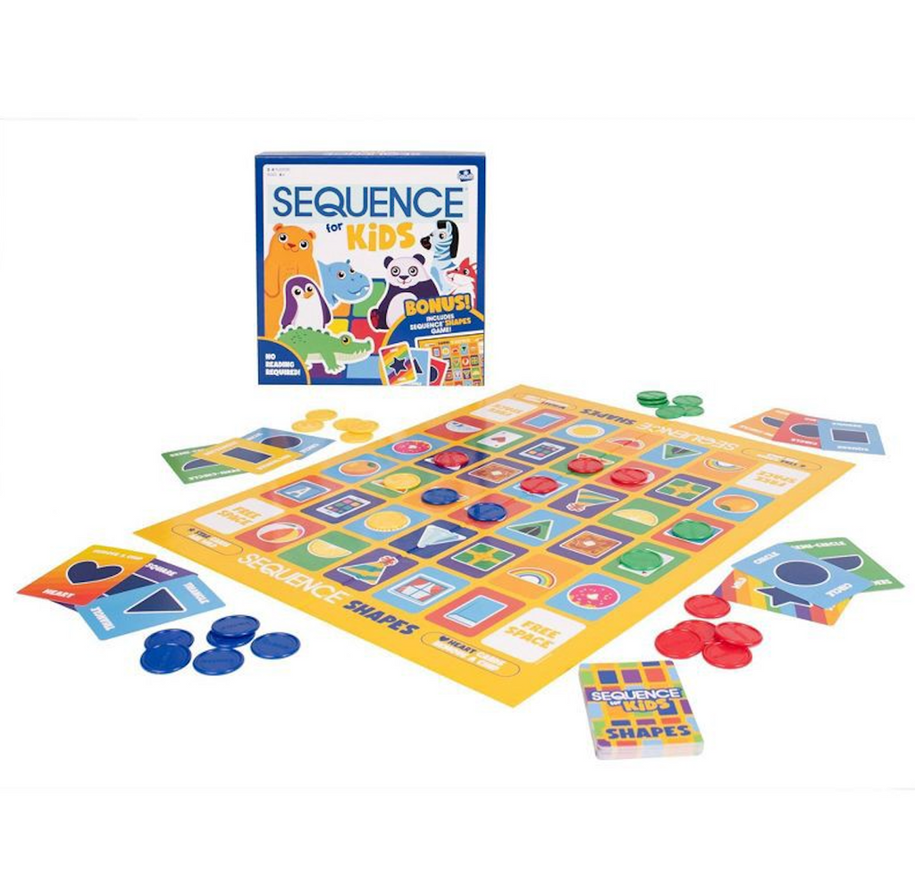 Sequence for Kids game set up and ready to play. 