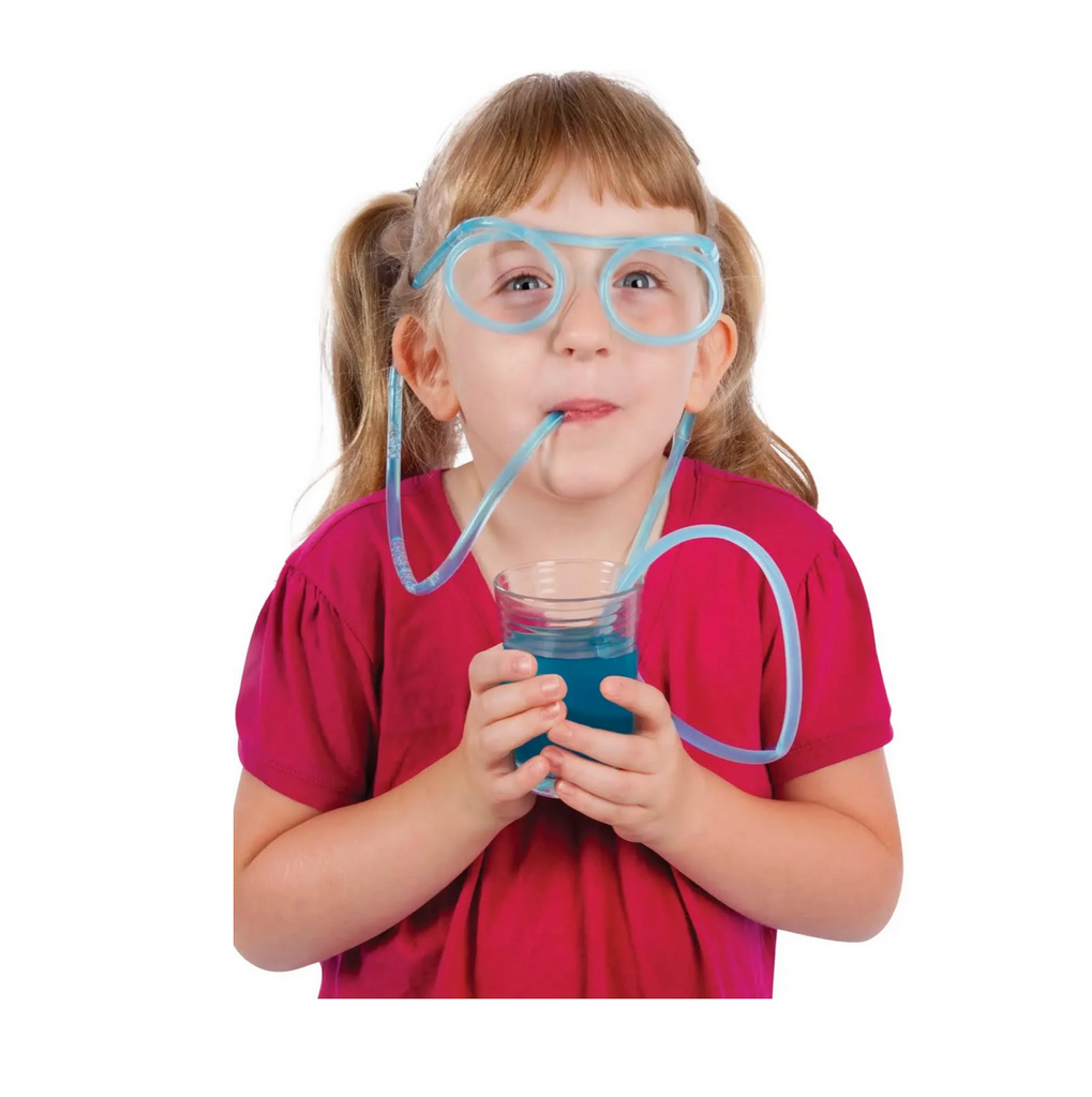 A young child drinking through the Sippin' Specs .