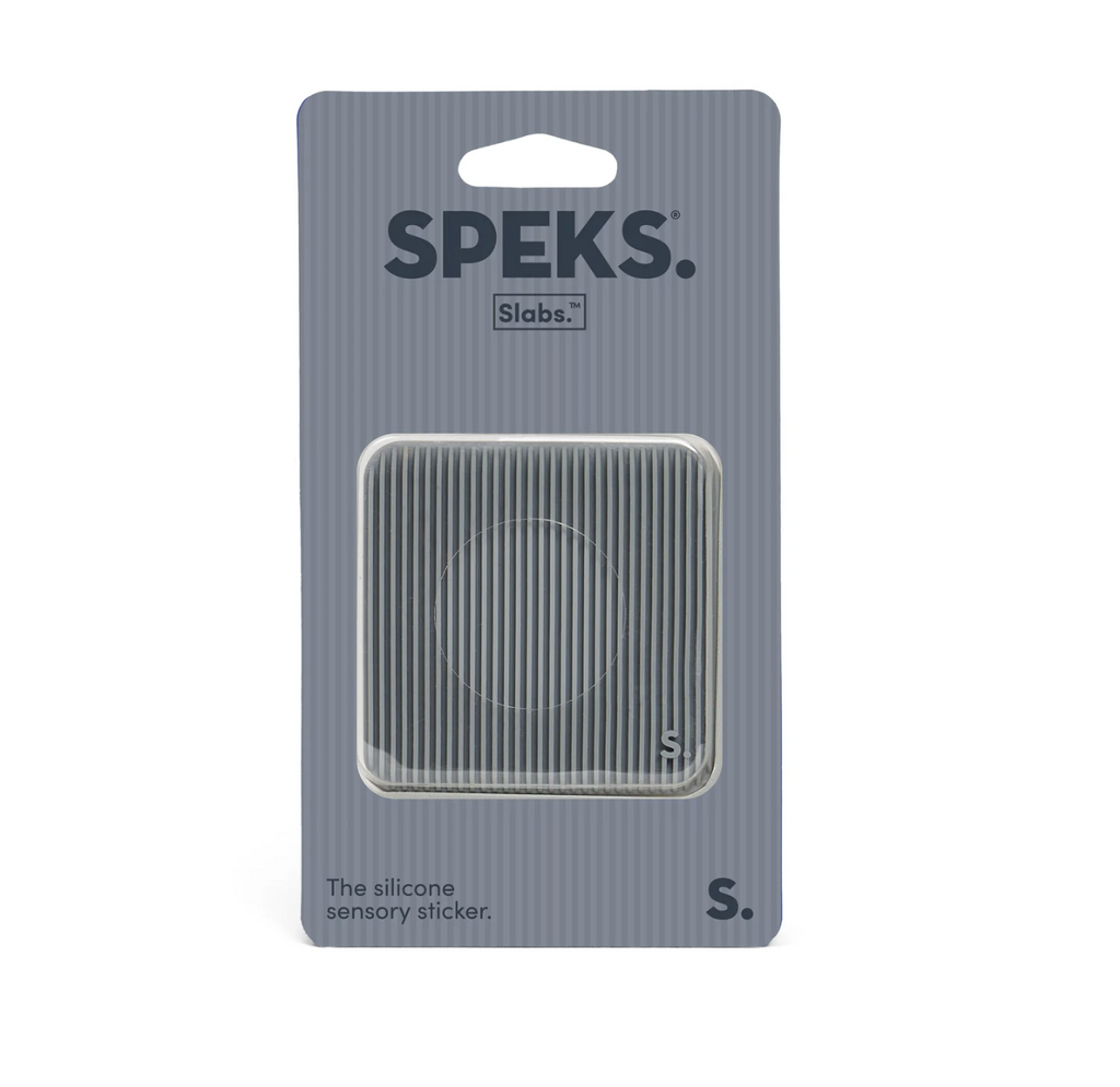 Speks Slabs Sensory Sticker Square Groove, with textures rows of grooves on it's surface. 