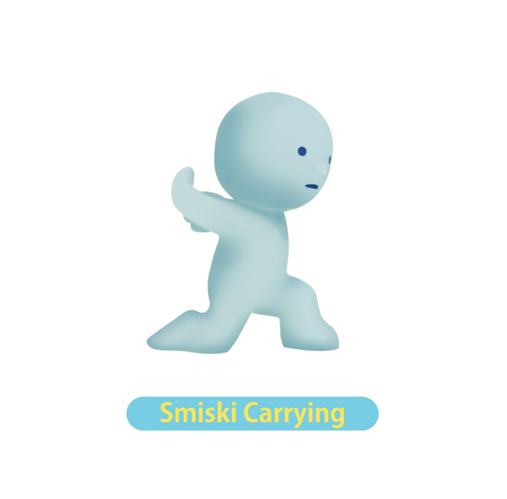 SMiski Carrying Toothbrush Holder figure posed to look as if he is carrying your toothbrush over his shoulder. 