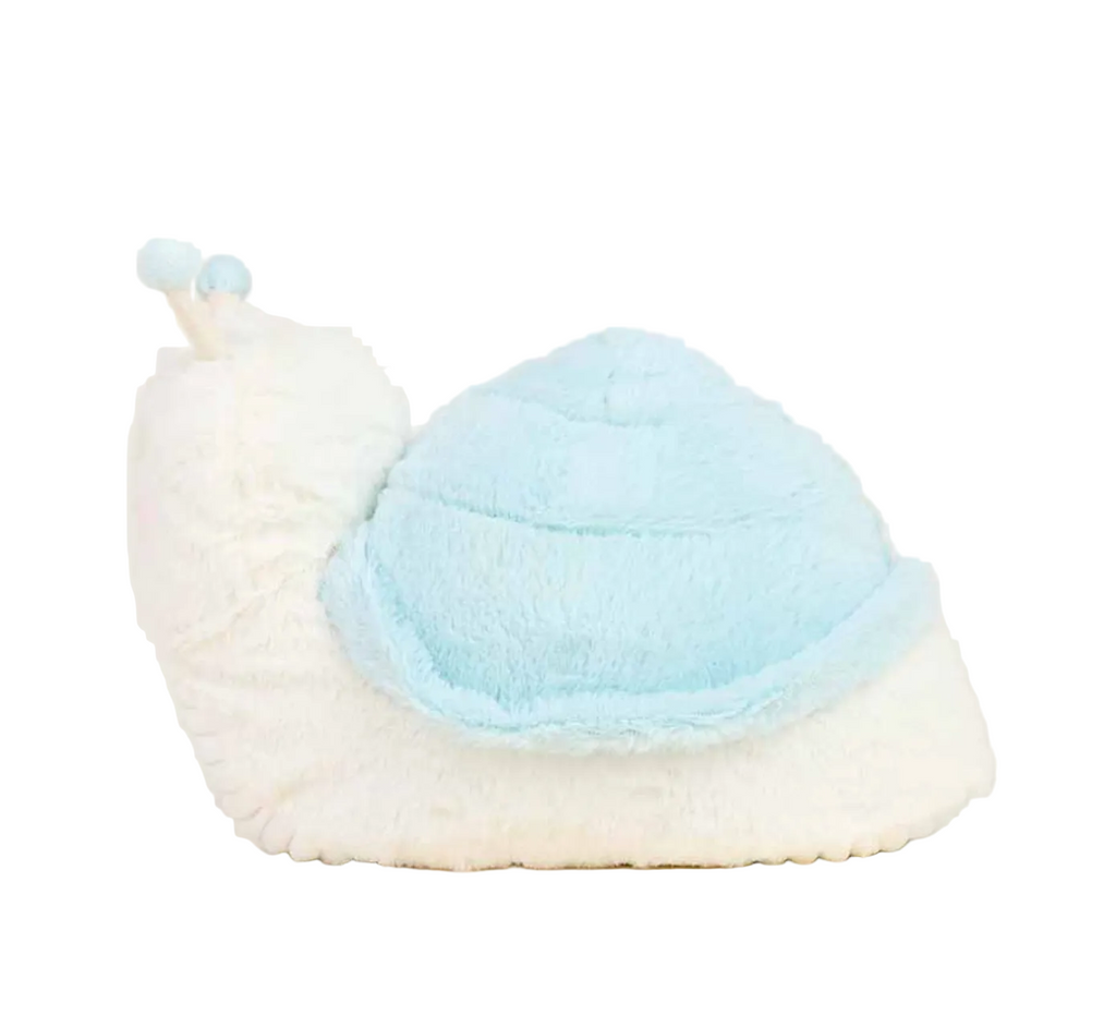 Side view of the Snail Warmies. 