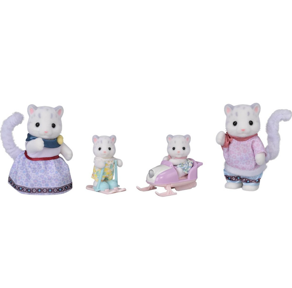 The Snow Leopard Family from Calico Critters, a set of 4 poseable animal figures. 