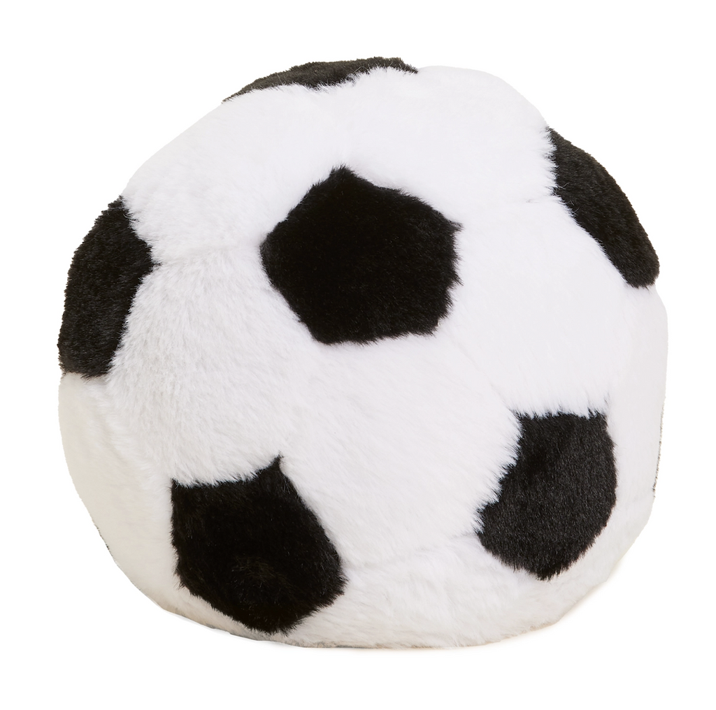 Weighted plush white and black traditional soccer ball. 