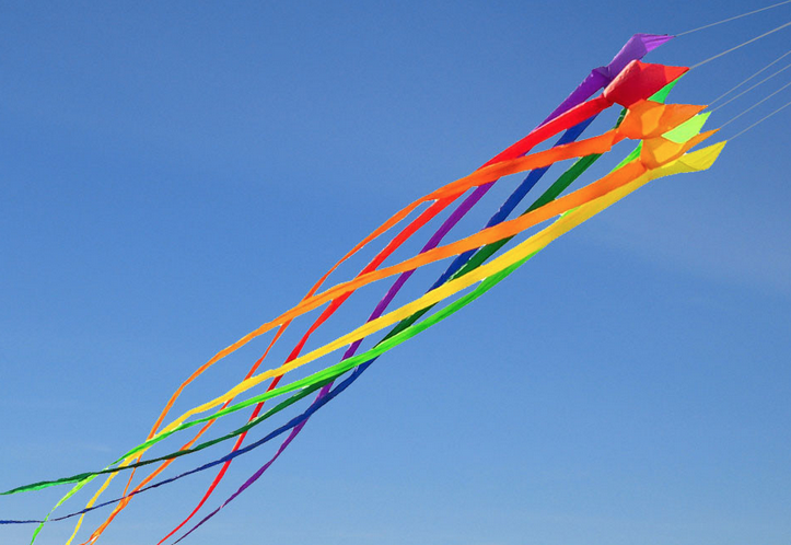 HQ Soft Swirl Rainbow Kite Tail - 3 Meter Long Colorful Spinning Tail For Kites