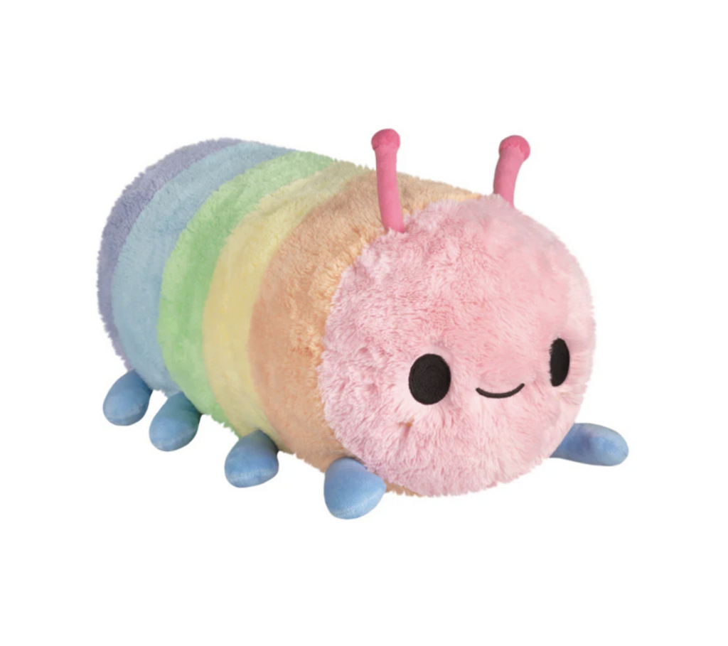 Face view of the Squishable Rainbow Caterpillar. 