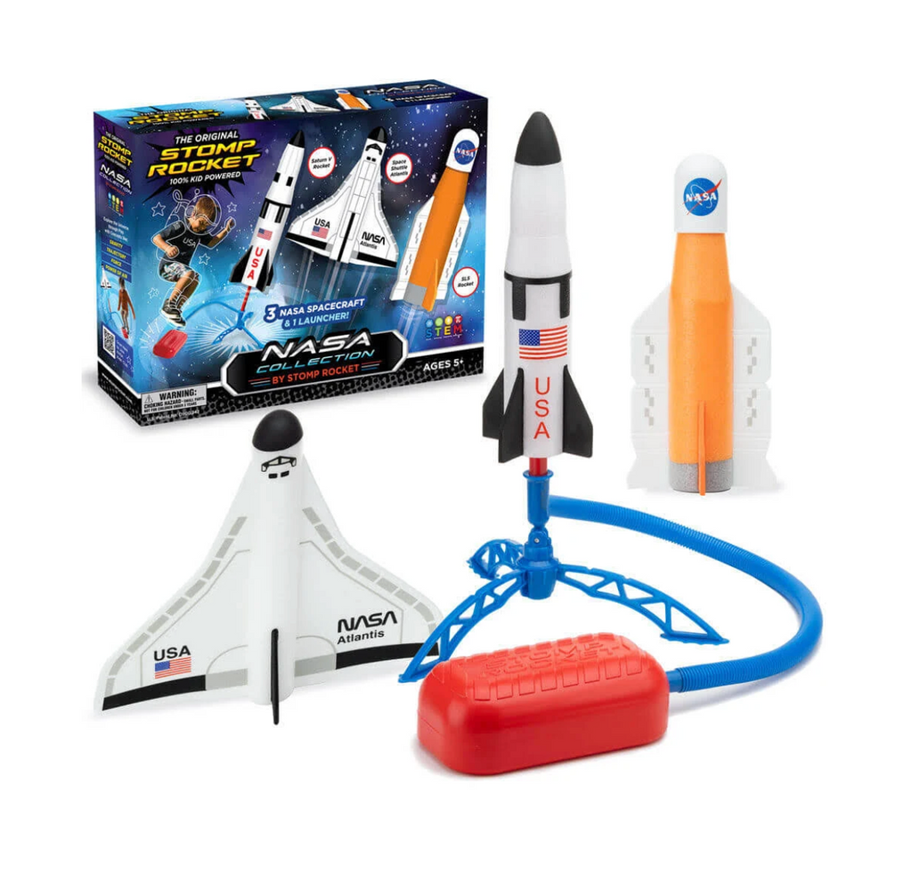 All three of the rocket styles included in teh Stomp Rocket Space Collection. 