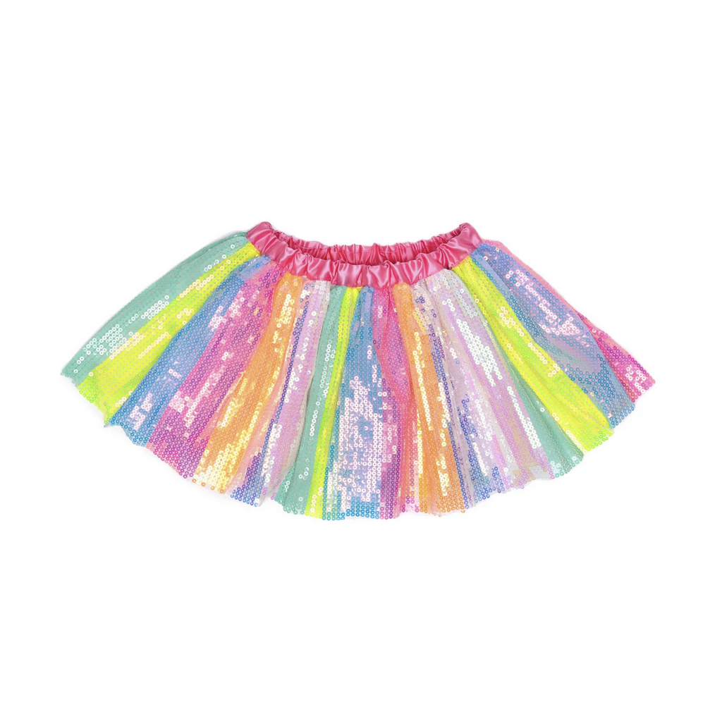 Stripy Sequins Skirt with neon sequin stripes. 