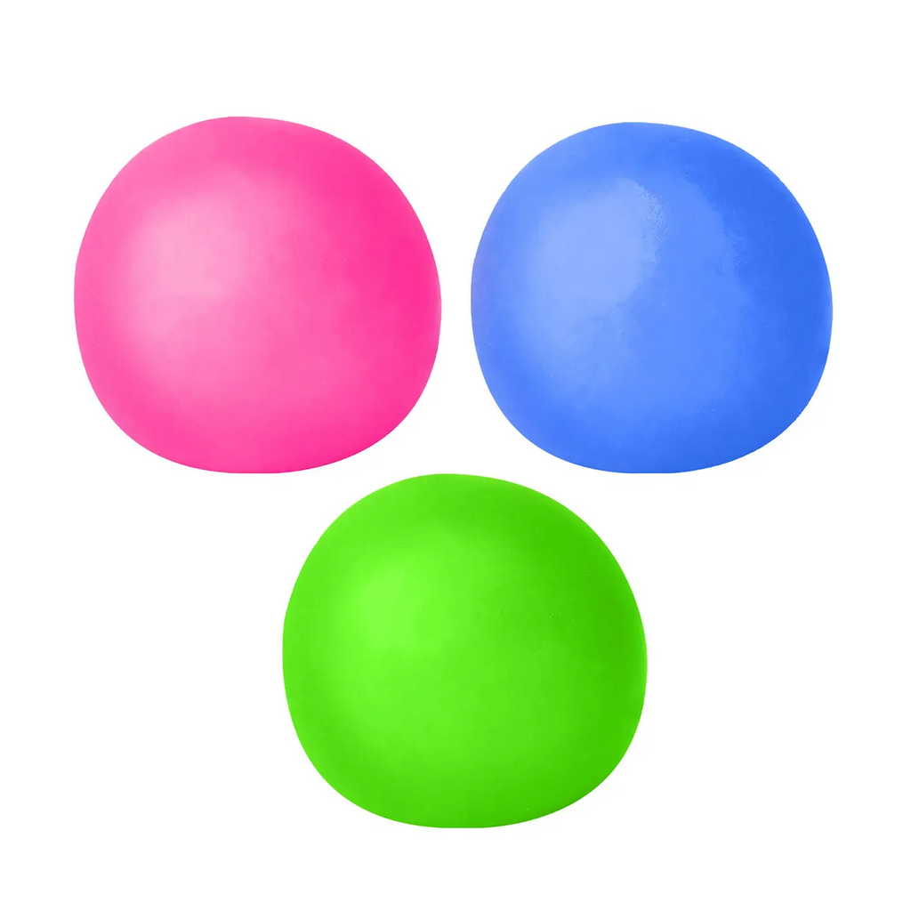 Sugar Smooshies Jumbo Ball in three colorsr, pink, blue, and green. 
