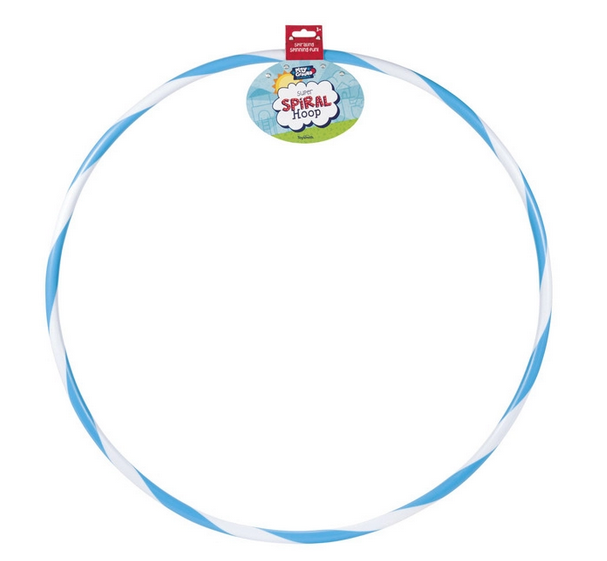 Hula Hoop with blue and white spiral coloring. 