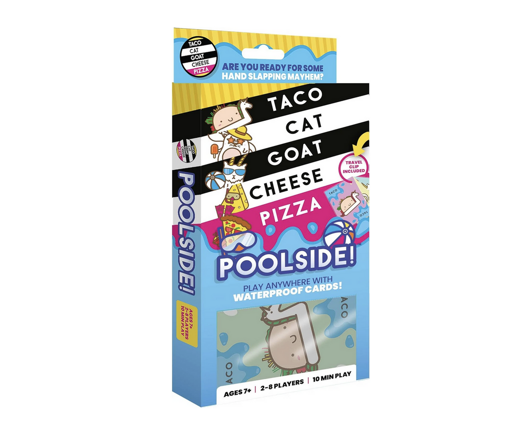 Taco Cat Goat Cheese Pizza Poolside game box. 