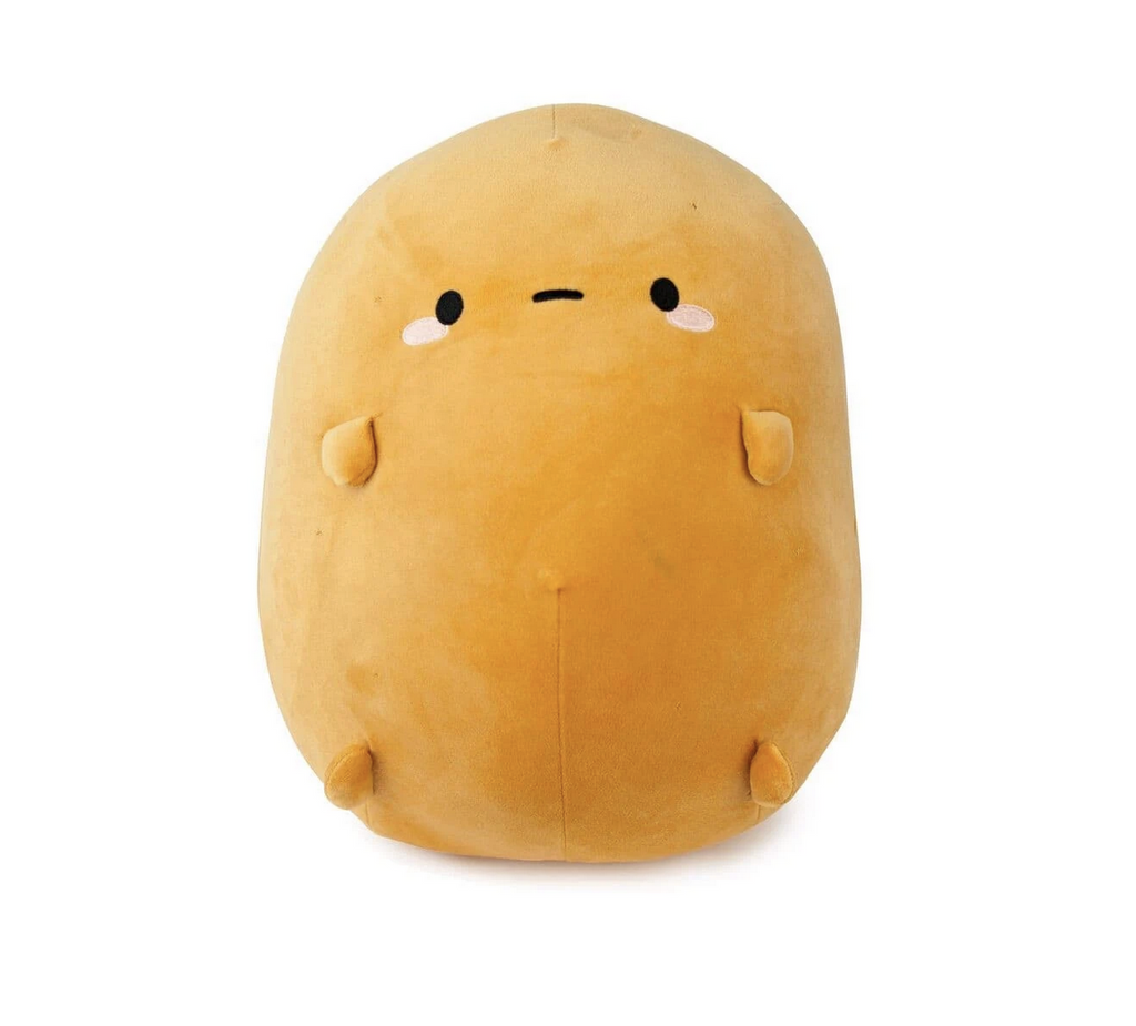 Tayto Potato Mochi stuffed animal. It's a soft, squishy, huggable potato!