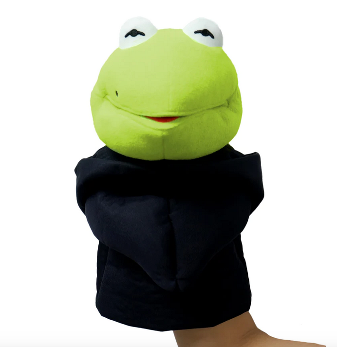Constantine plish puppet in his black robe with the hood off, he looks just like Kermit the Frog.