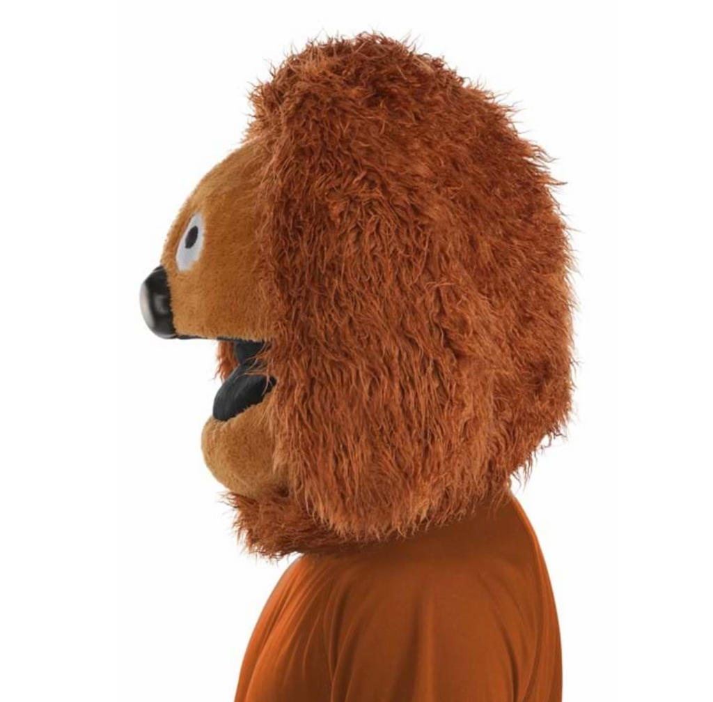 Side view of a person wearing The Muppets Rowlf Costume Mask. 