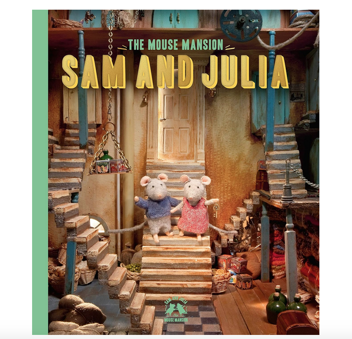 Cover of The Mouse Mansion Sam and Julia with a picture of them on the stairs.